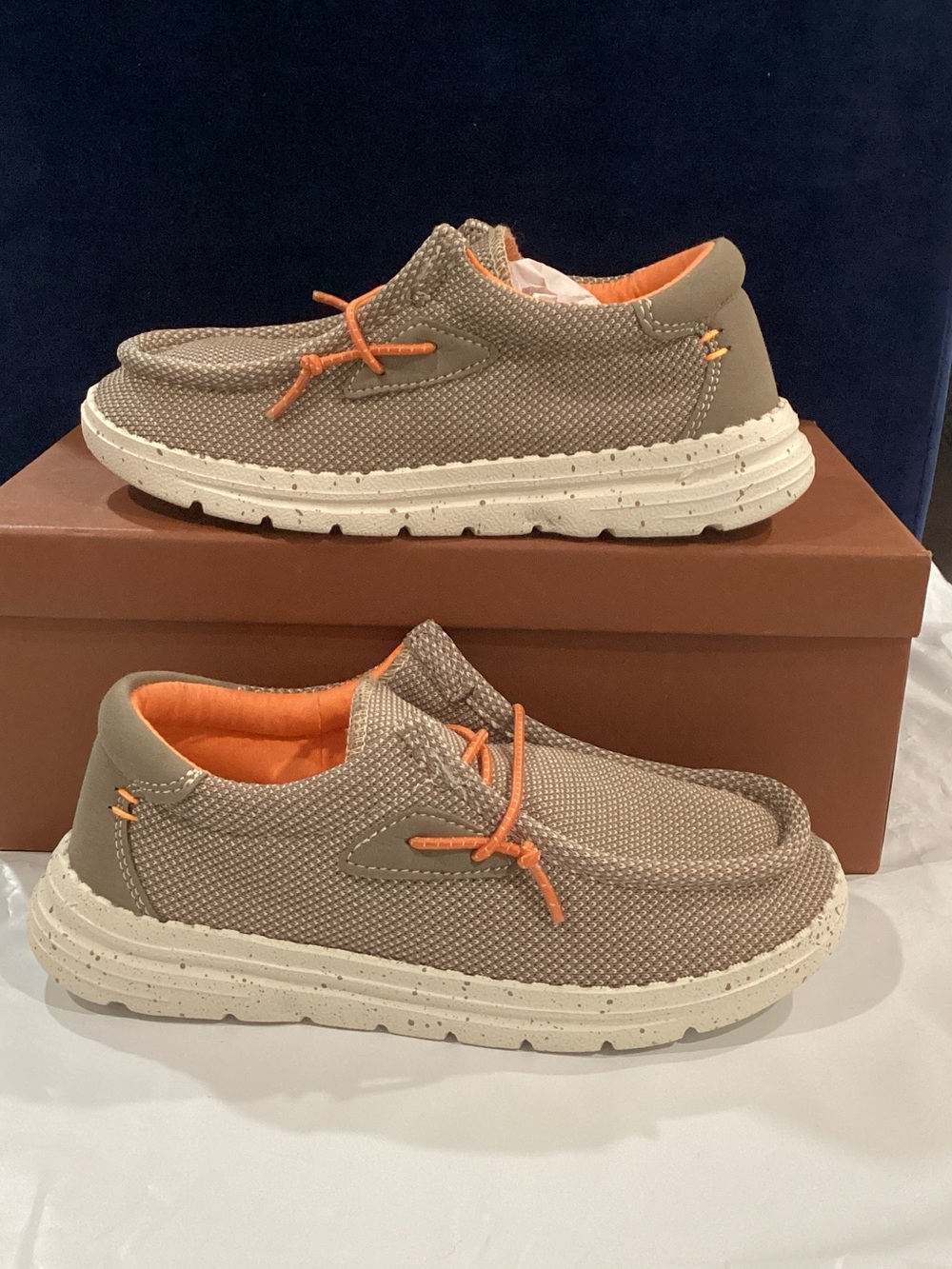 Bruno Marc Kids Casual Slip-On Shoes Size 1 Taupe Orange